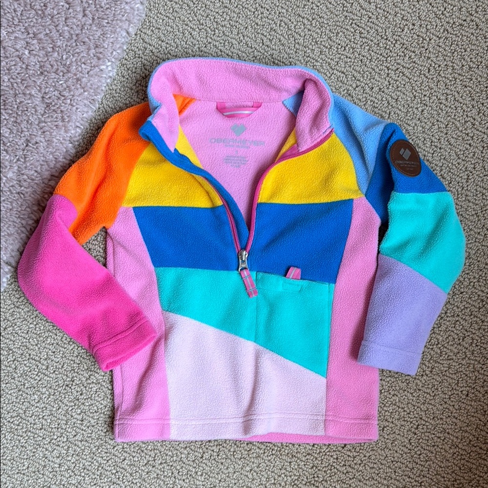 Obermeyer Colorblock Kids Fleece Quarter zip pullover - size small